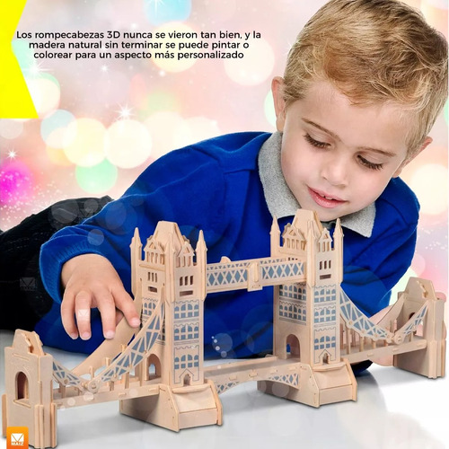 Rompecabezas 3d Madera Mdf Londres Tower Bridge Decoracion