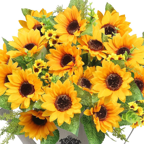 Hi Ramos De Girasoles Artificiales, 2 Ramos De Flores