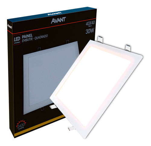 Painel Led Embutir 30w Branco Quente 40x40 Bivolt Avant