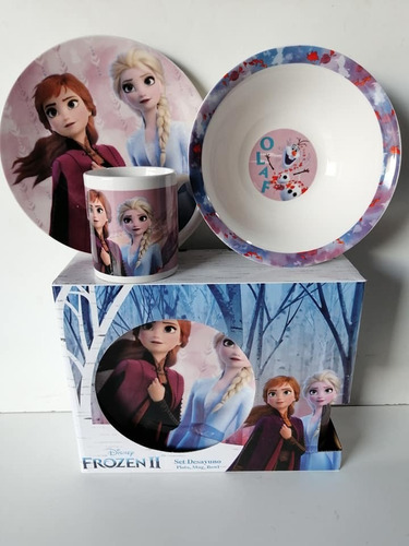 cuenco y vaso para niños Fun House 005716 Disney Frozen Juego de comidas compuesto por plato 