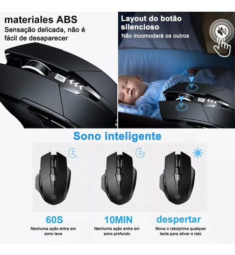 Mouse Sem Fio Bluetooth Recarregável Gamer Ergonômico 2.4g