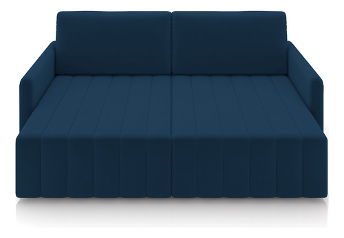 Sofá Cama Retrátil para Sala de Estar 192cm Porthos M03 Veludo Azul