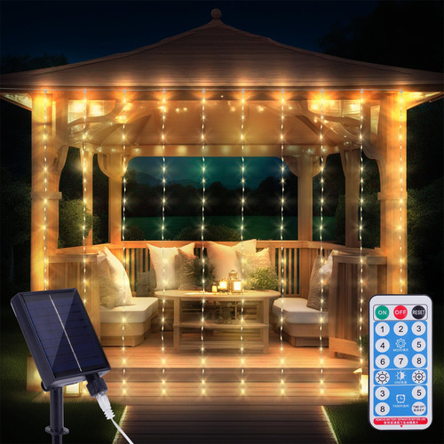 Cortina Solar 300 Luz Led Para Exterior E Interior Ip65 Tira