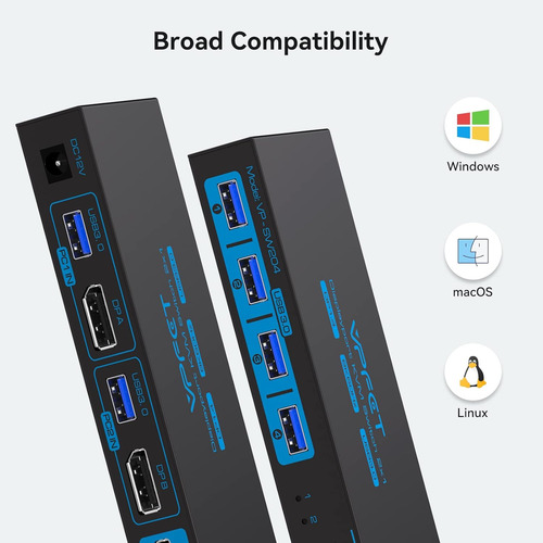 Switch Kvm Displayport 8k Dp 2 Ordenadores Compartir 1 ...