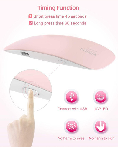 Imagen 8 de 10 de Secador De Uñas Lampara Uv Led Sun Mini Seca Esmalte Crazy