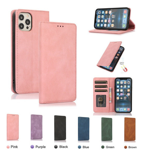 Funda Para Carcasa Celular Tipo Cartera Case De Cuero