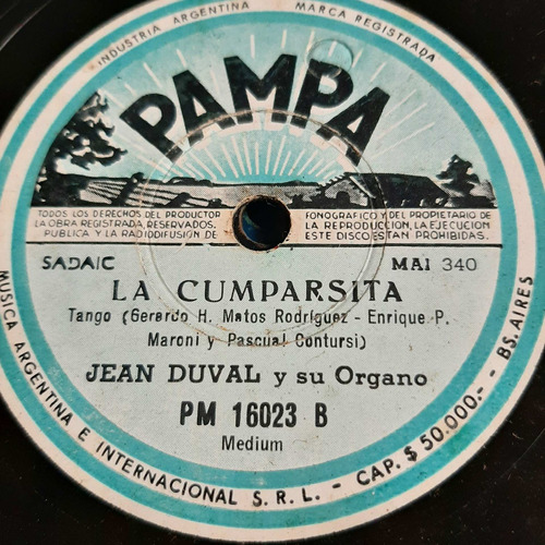 Pasta Jean Duval Y Su Organo Pampa 16023 C384