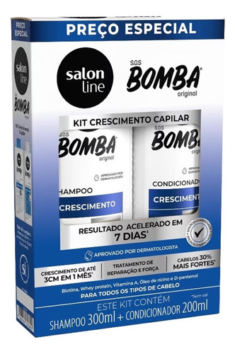 Kit Shampoo Condicionador Sos Bomba Crescimento - Salon Line