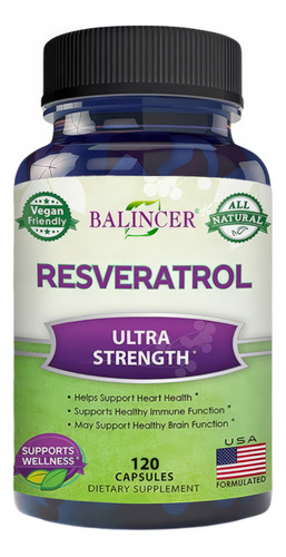 Resveratrol  Cardio-poder Antioxidante 120 Cápsulas De 500mg