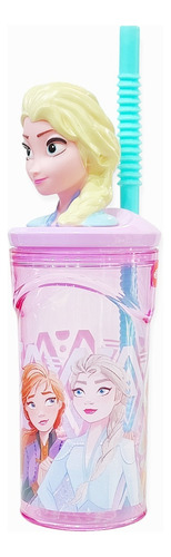 Vaso Infantil Frozen Con Tapa 3d Y Sorbete 360ml Color Frozen Elsa