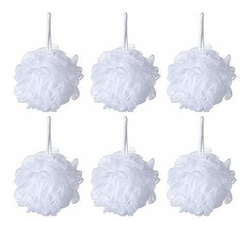 Puf Loofahs - Esponja Para Ducha (6 Unidades), Color Blanco,