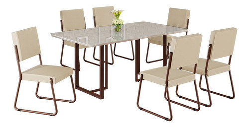 Conjunto Sala De Jantar Mesa 160x90cm Base Lunna Tampo Fbwt
