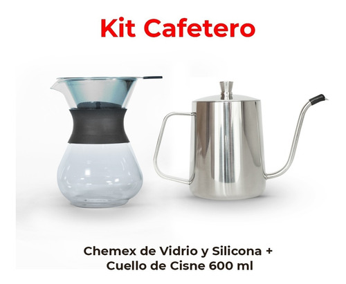 Chemex 400ml + Tetera Cuello De Cisne Acero Inoxidable 600ml