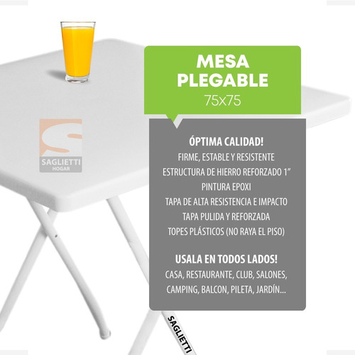 Imagen 3 de 10 de Mesa Cuadrada 75x75 + 2 Sillon Director Reforzado 150 Kilos