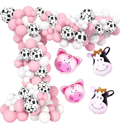 Arco Globos Rosas Y De Vacas Para Fiestas Kit De Cumpleaños 