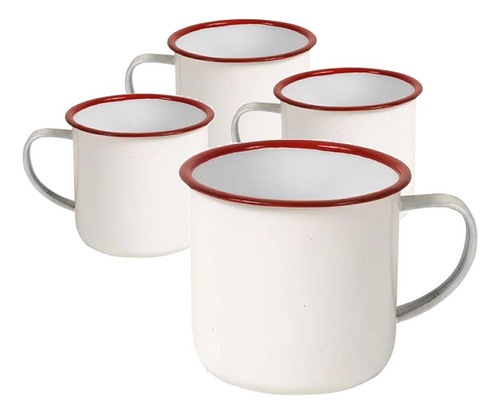 Set X 4 Tazas Cafe Enlozadas Jarros Mug Vintage 320 Ml