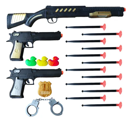 Arma De Brinquedo Espingarda E 2 Pistola Atira Dardos