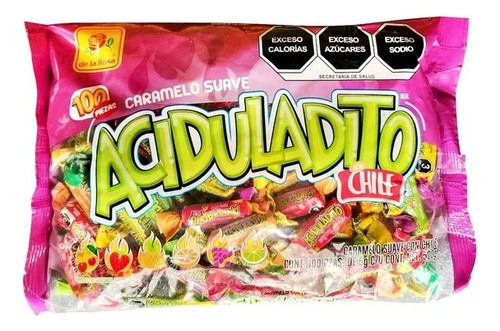 2 Pza Caramelo Suave De La Rosa Aciduladito Con Chile 100 Pz