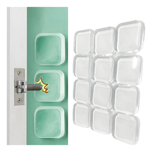 12 Protectores De Pared Cuadrados De Silicona, Tope De Goma