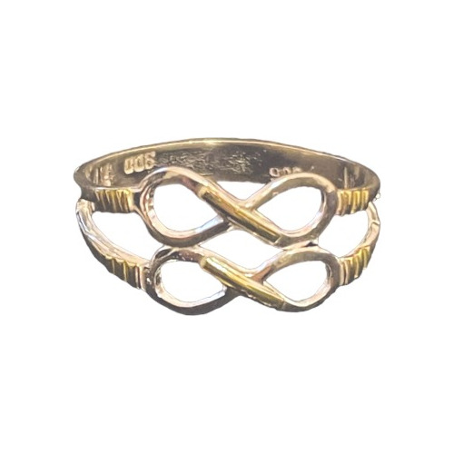 Anillo Doble Infinito Moderno De Plata 925 Y Oro Joyería