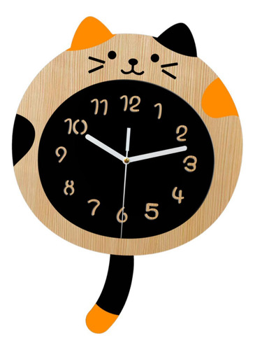 Reloj De Pared De Animales Con Cola, Grano De Madera