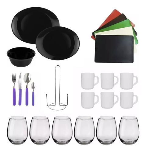 Set Vajilla Completa Platos Vasos Para 6 Personas 