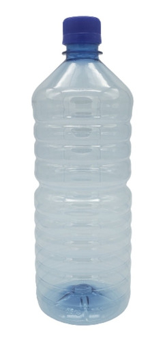 Botella Pet Agua Azul 1lt Con Tapa Seguridad (50 Pzas)