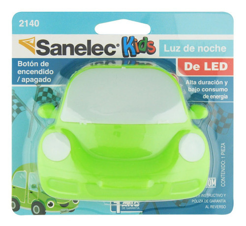 Luz De Noche Sanelec Kids 0,5w Led Diseño Coche Color Verde Verde