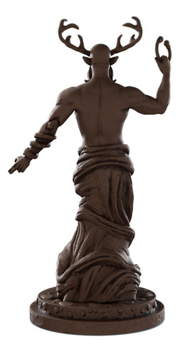 Estatua Deus Cernuno Celta Wicca - Estatueta Cernunnos Cor Cor Madeira