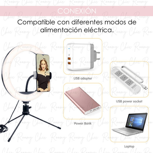 Aro Luz Led 35 Cm + Soporte Sujetador Celular + Mini Tripie