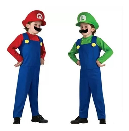 Disfraz De Mario Bros Para Niños Tallas Completas Halloween