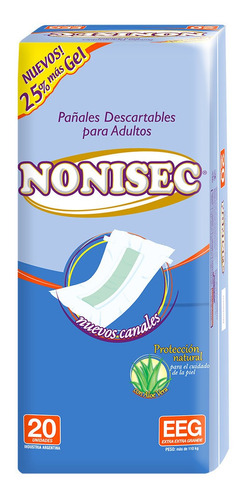 80 Pañales Adultos Nonisec Clasicos Rectos Xxg / Eeg +110 Kg