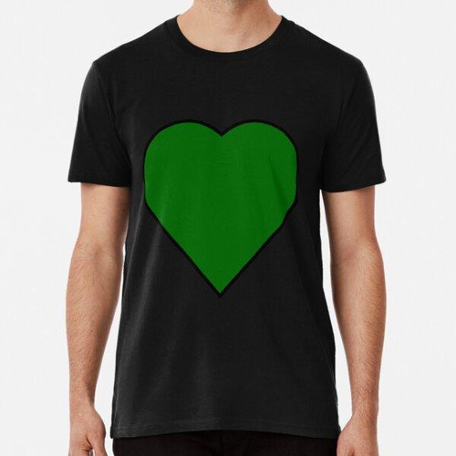 Remera Corazón Verde Sobre Negro Algodon Premium