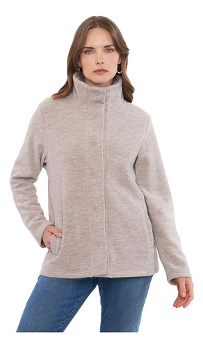 Polerón Mujer Polar Botones Beige Corona