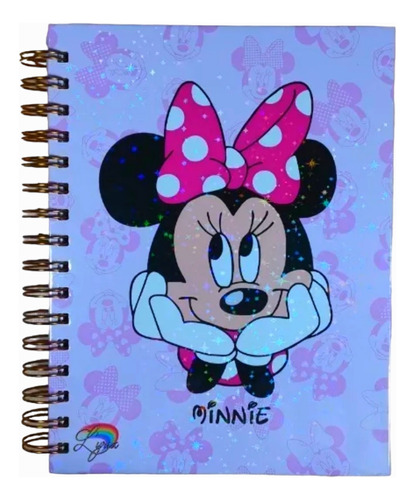 Cuaderno Personalizado Minnie Mouse Holográfico Con Esquelas