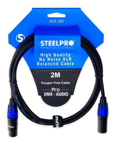 Cable Xlr 2m Balanceado Profesional Macho - Hembra Steelpro