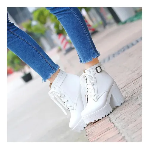 Botas blancas de tacon hot sale
