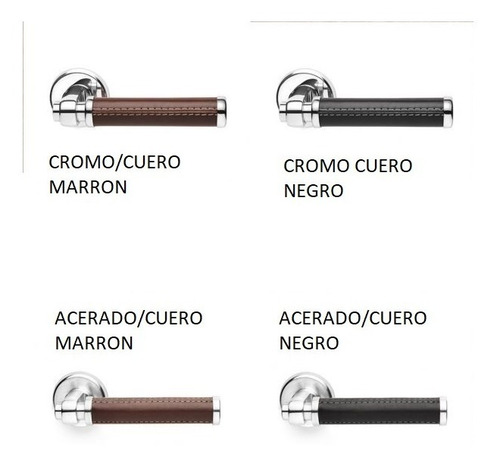 Imagen 5 de 5 de Manija Doble Terra Anahi Combinado Cromo/cuero Negro