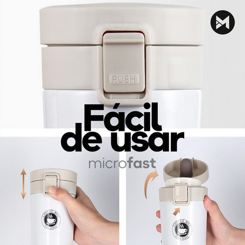 Imagen 3 de 10 de Vaso Térmico Acero Inox Anti Vuelco Frío Calor 380ml Minimal