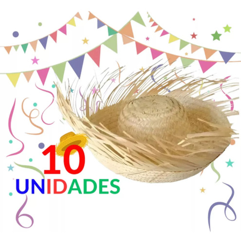 Kit 10x Chapéu Palha Desfiado Festa Junina Caipira Arraial Palha Un Chapéu Festa Junina