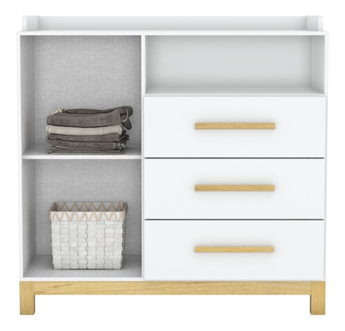 Imagen 2 de 6 de Cómoda Cajonera 3 Cajones 1 Puerta Guardarropa Dormitorio