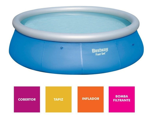 Pileta Lona Inflable 396x84 Bestway Completa 7340 L Ct