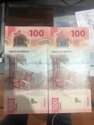 Dos Billetes Nuevos De 100 Pesos Serie Aa