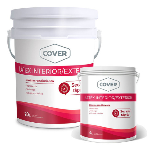 Latex Blanco Interior Exterior 20lts + 4lts Antihongo- Cover