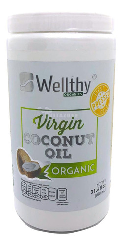 Aceite De Coco Virgen Orgánico 930 Ml Wellthy Prensado Frío