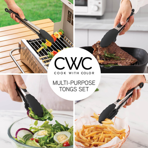 Juego De Pinzas Cook Con Silicona De Acero Inoxidable De Col