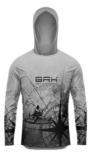 Camisa De Pesca Com Capuz Brk Caiaque Com Uv 50+