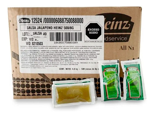 Heinz Salsa Jalapeño Caja Con 500 Piezas C/u 8 G