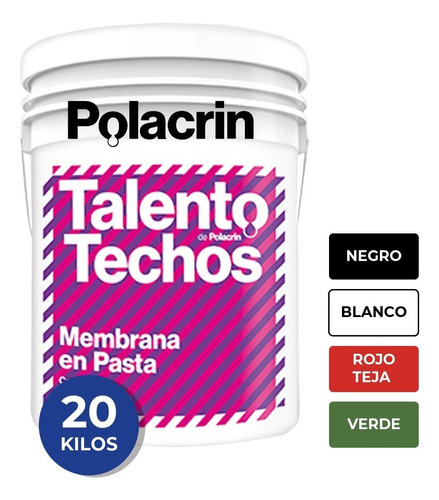 Imagen 1 de 10 de Membrana Liquida Pasta 20 Lts Para Techos Talento Polacrin