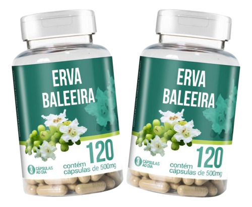 2x Erva Baleeira P/artrite Gota Dores Muscular 240cápsulas Sabor Sem Sabor